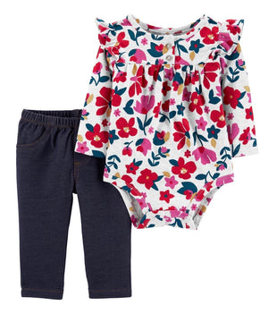 2-Piece Floral Bodysuit Pant Set