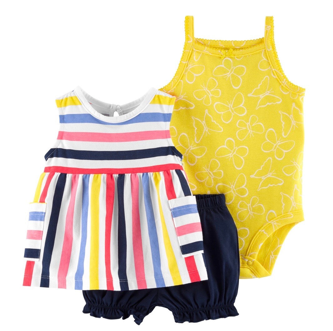 3-Piece Striped Little Short Set