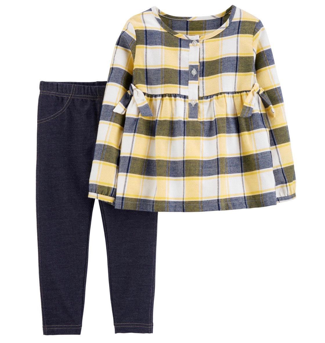 2-Piece Plaid Flannel Top & Jegging Set