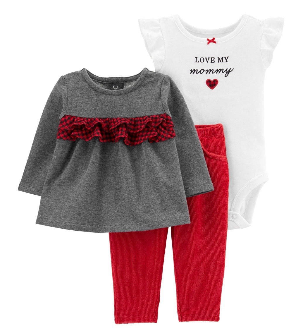 3-Piece Holiday Bodysuit & Pant Set