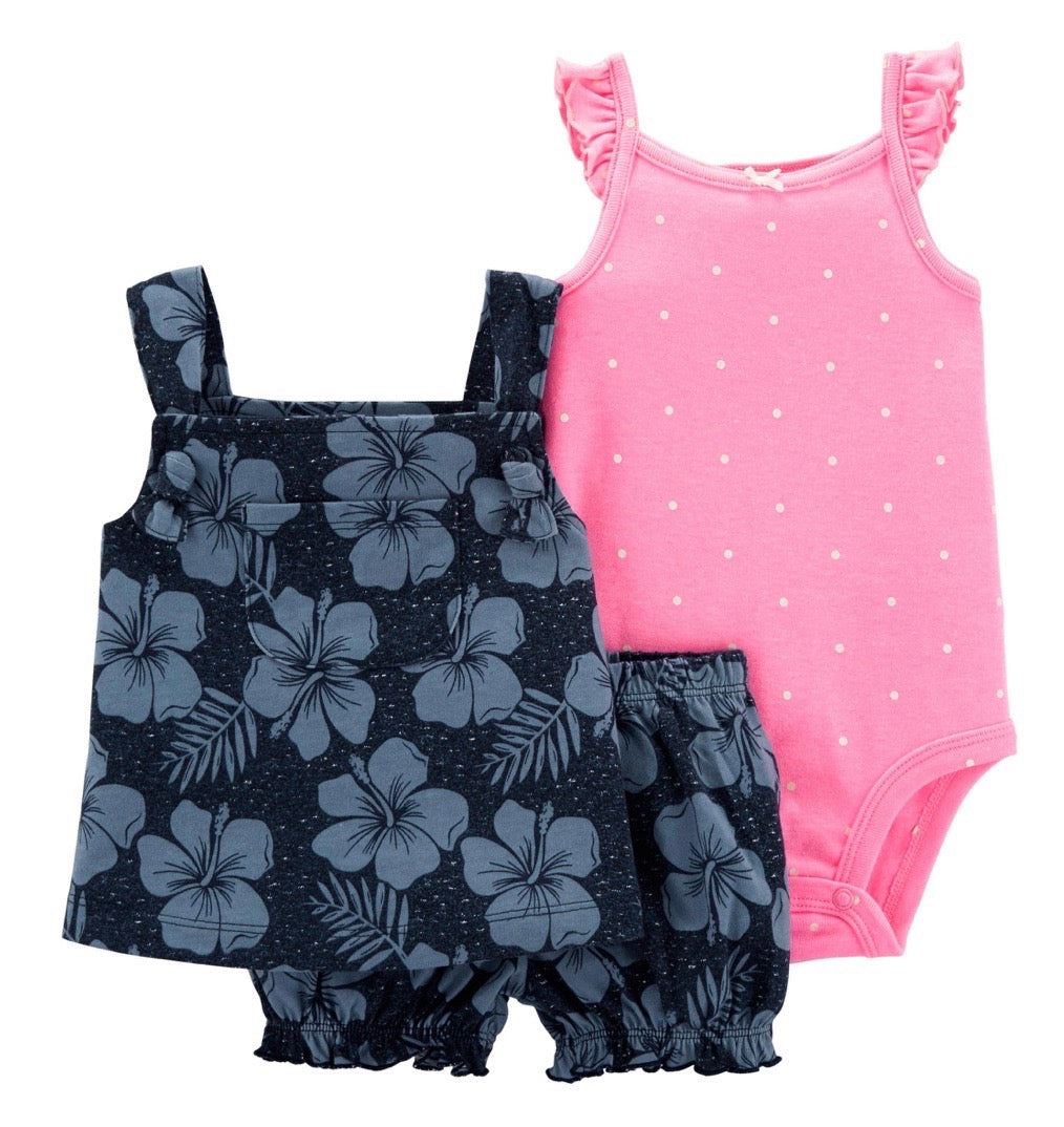 3-Piece Floral Little Short Set