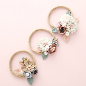 BalleenShiny Fashion Florals Headband Newborn Baby Elastic Princess Hairbands Child Kids Pearl Fresh Style Cute Headwear Gifts