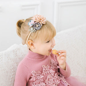 BalleenShiny Fashion Florals Headband Newborn Baby Elastic Princess Hairbands Child Kids Pearl Fresh Style Cute Headwear Gifts