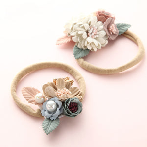 BalleenShiny Fashion Florals Headband Newborn Baby Elastic Princess Hairbands Child Kids Pearl Fresh Style Cute Headwear Gifts